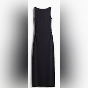 New Zara Classic Draped Back Crepe Sleeveless Maxi Dress in Black Size Medium